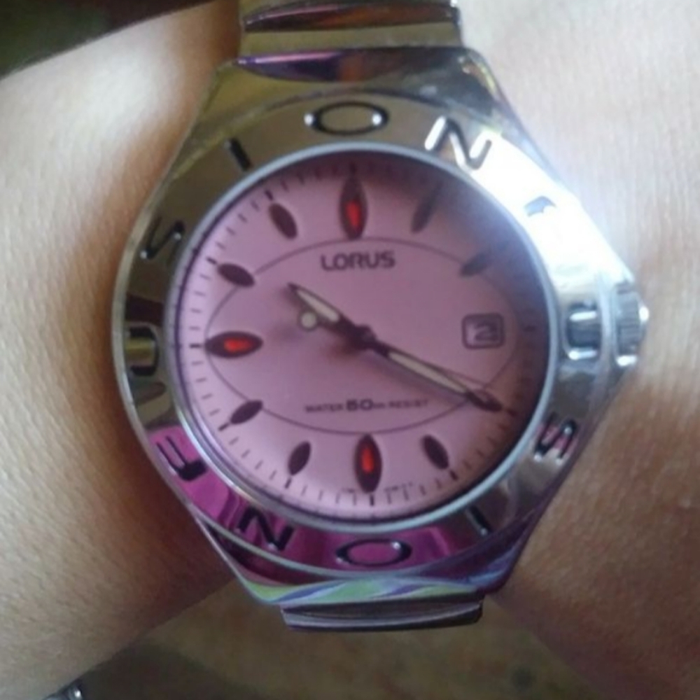 Large Pink faced womens Lorus watch barely worn